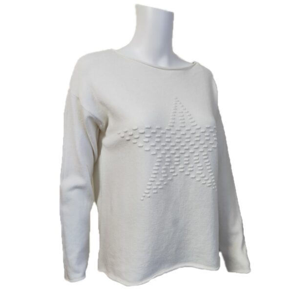 cream long sleeved jumper with textured star design