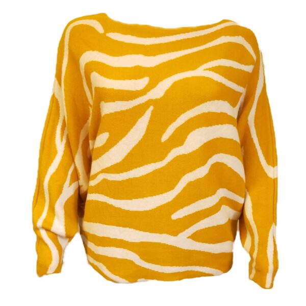 yellow and white zebra print jumper