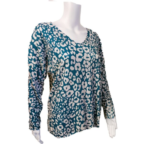 teal patterned top