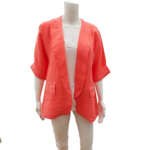 peach linen jacket short sleeves