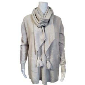 cream longline jumper with matching scarf