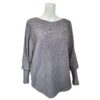 grey jumper with pearl and sparkle sleeves front view