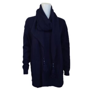 navy jumper with scarf