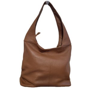 tan brown leather bag with integrated handle