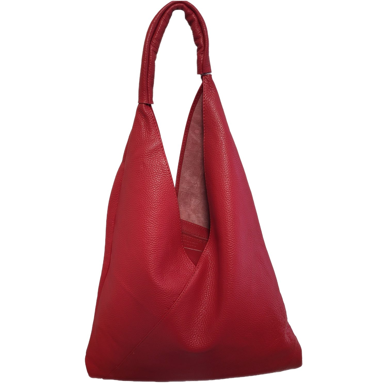 large red soft leather slouch bag