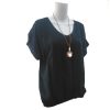 plain black scoop neck top with necklace