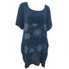 navy blue tunic dress with white abstract flower design