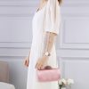 pale pink satin evening bag with rose clasp