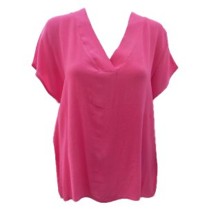 pink v neck short sleeved top
