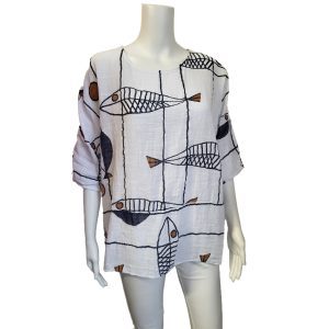 white top with large fish design