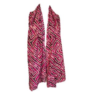 pink and black swirl patterned scarf