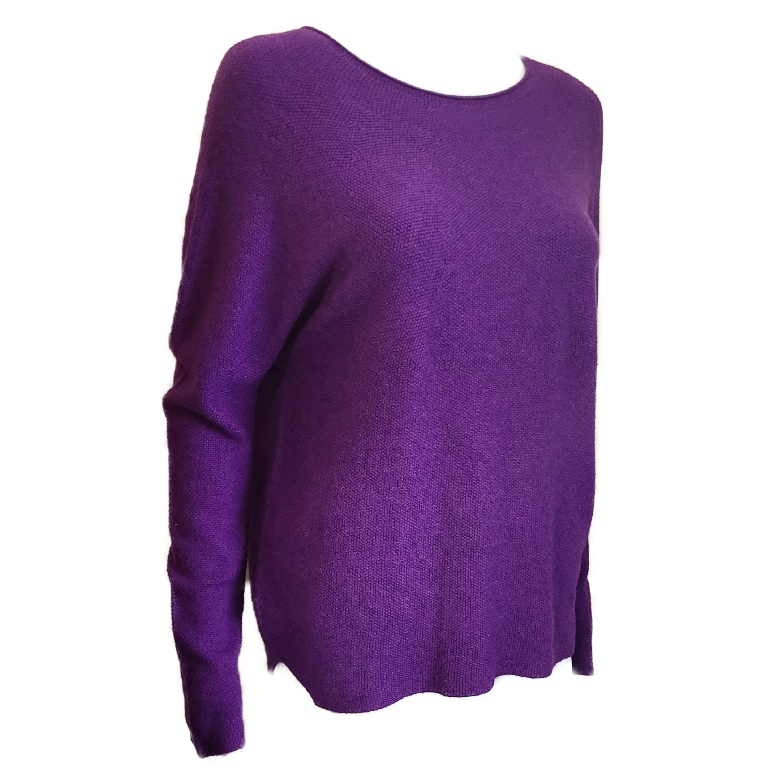 purple long sleeved jumper with long sleeves and round neck