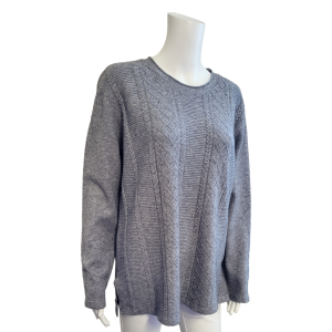 Grey cable design jumper with sparkle. Round neck and long sleeves.