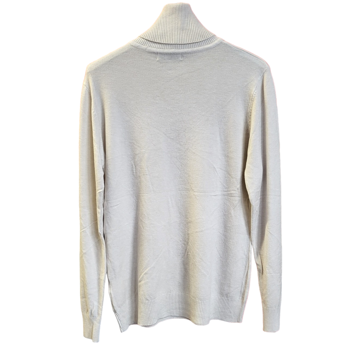 cream polo neck fine knit jumper with long sleeves