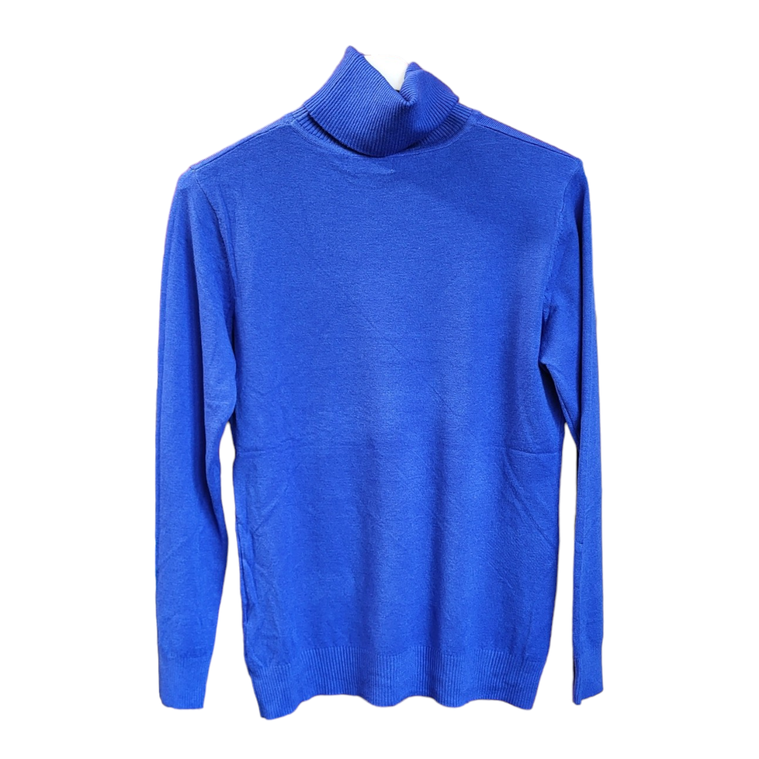 sapphire blue polo neck top with long sleeves