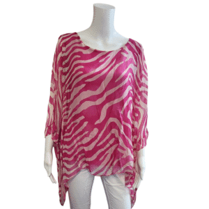 Pink Patterned Silky Blouse
