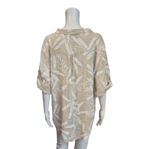 Beige Leaf Print Top