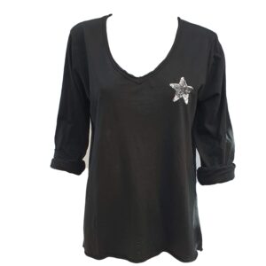 Black Silver Star Top