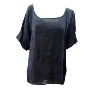 Navy Blue Linen Blouse