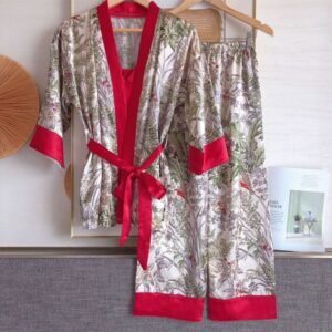 Red Silky Floral PJs