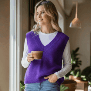 Purple V Neck Top