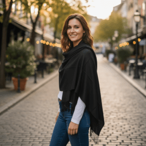 Black Cashmere Mix Scarf