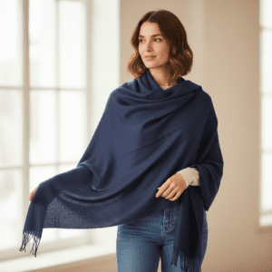 Denim Blue Cashmere Mix Scarf