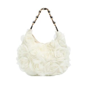 Cream Rosebud Evening Bag