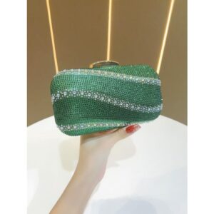 Green Diamante Clutch Bag