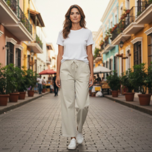 Beige Wide Legged Magic Trousers (Size 2)