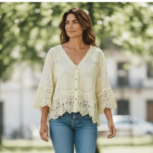 Lemon Flower Stitch Top