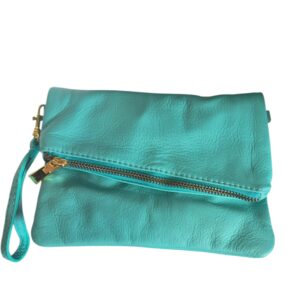 Turquoise Foldable Leather Messenger Bag