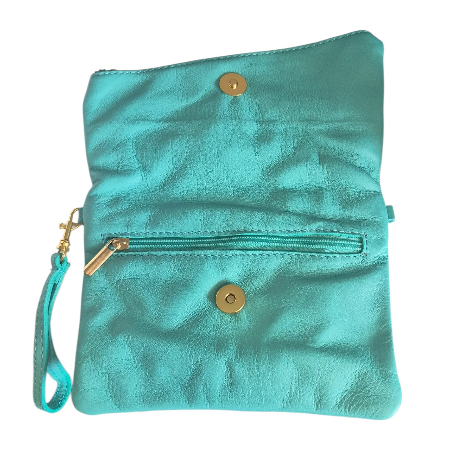 Turquoise Foldable Leather Messenger Bag - Image 2