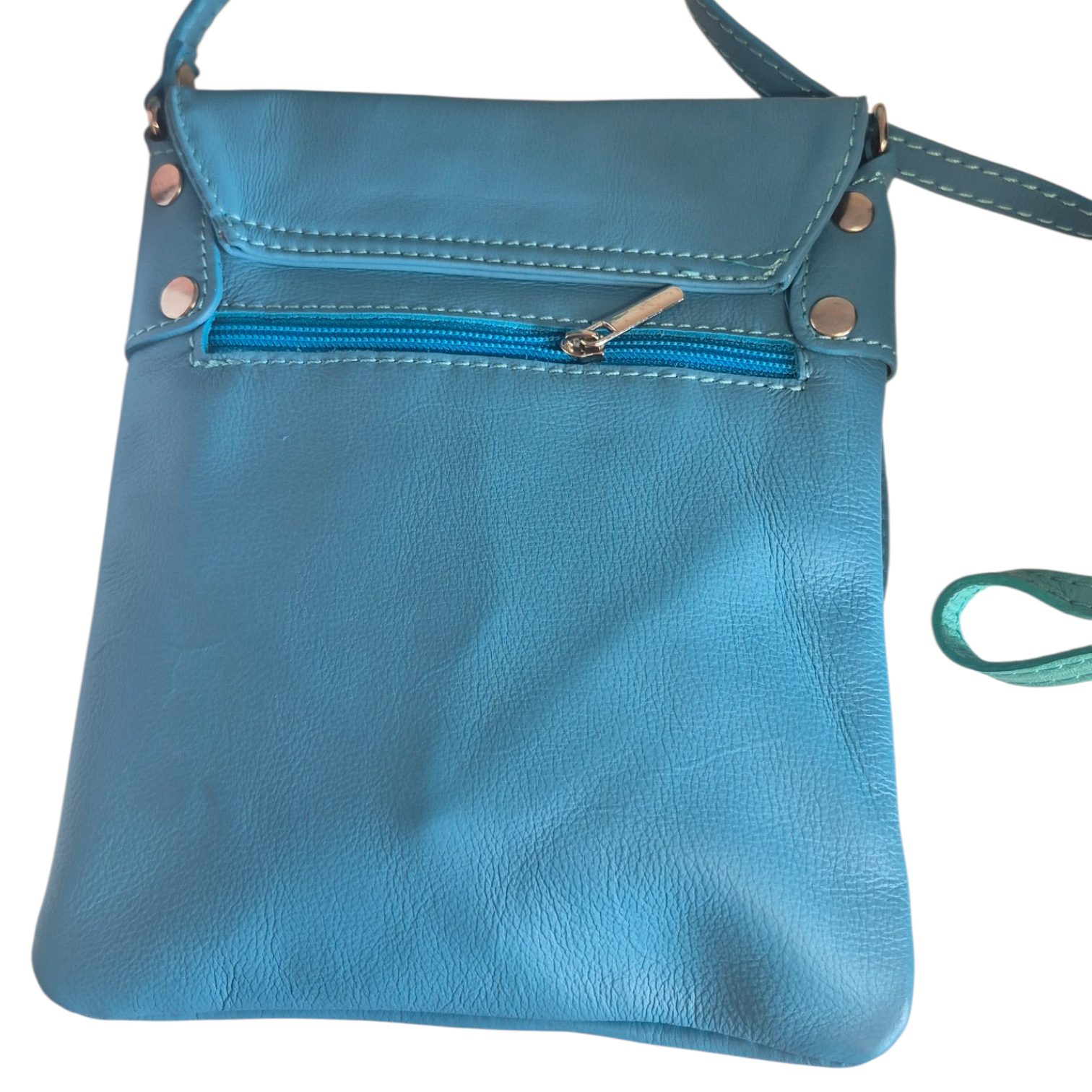 Blue soft Leather Messenger Bag - Image 2