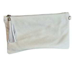 White Leather Tassle Bag