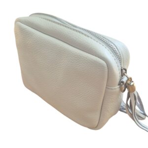 White Leather Messenger Bag