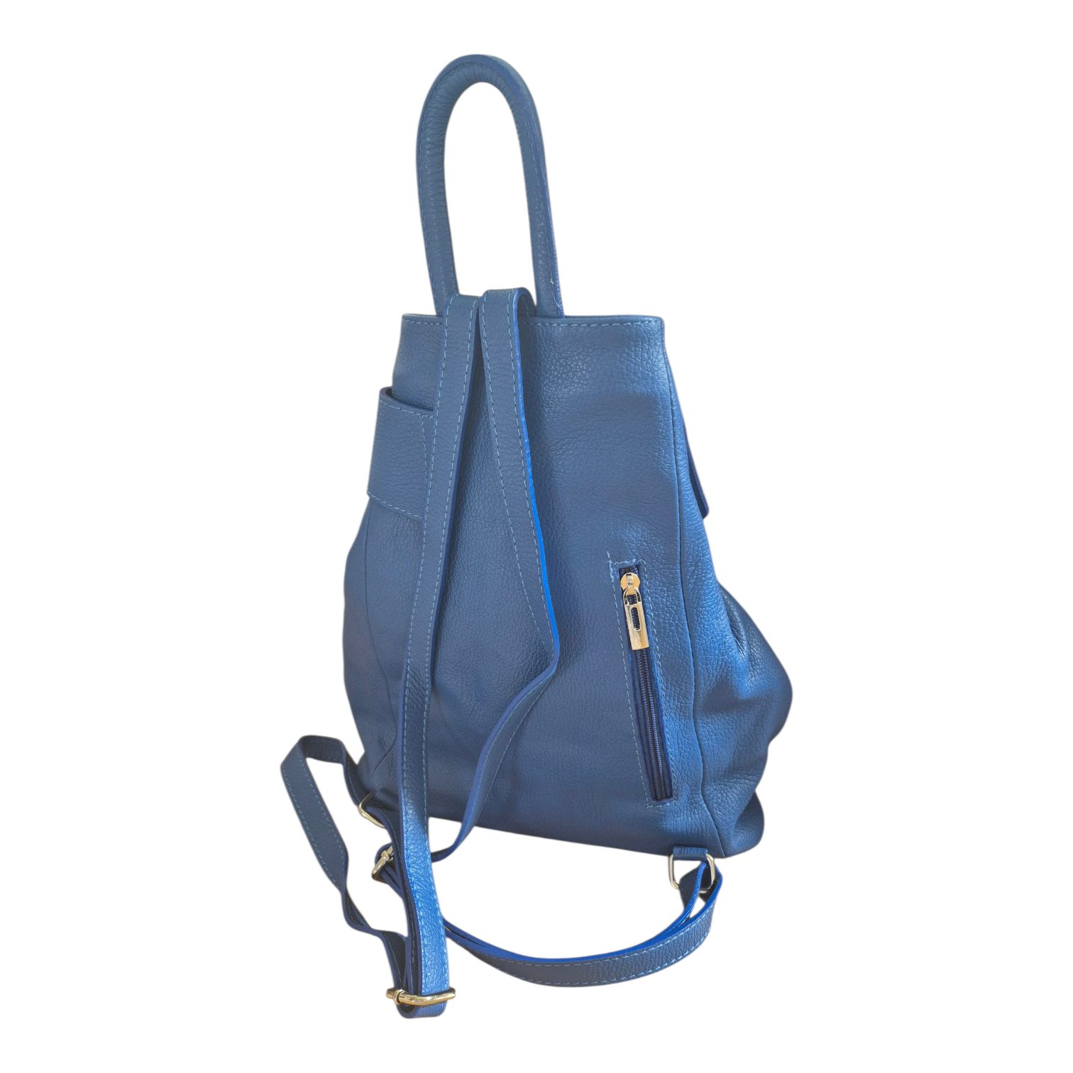 Sapphire Blue Leather Backpack - Image 2
