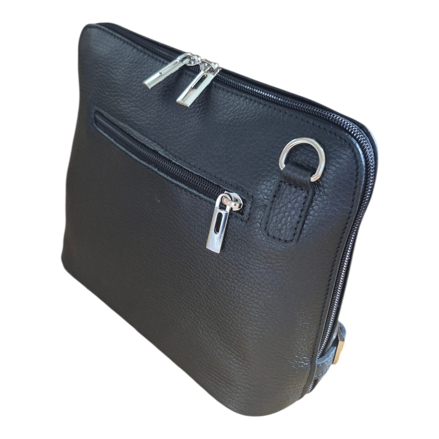 Black Leather Messenger Bag - Image 2