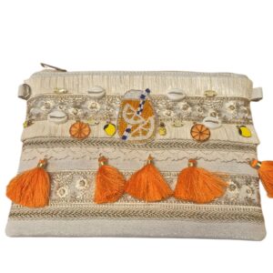 Cream and Orange Shell Bag