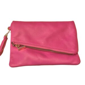 Pink Foldable Leather Messenger Bag