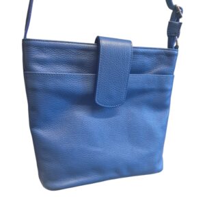 Sapphire Blue Leather Messenger Bag