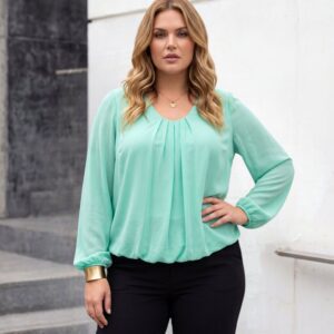 Green Bubble Hem Top