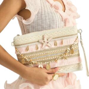 Cream and Pink Shell Bag